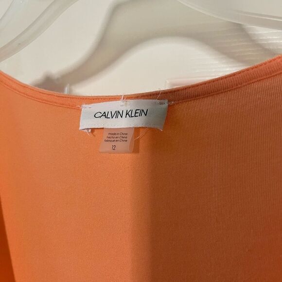 Calvin Klein color block Surplice Faux Wrap Dress in blossom,peach & cream SZ12 - Picture 10 of 16